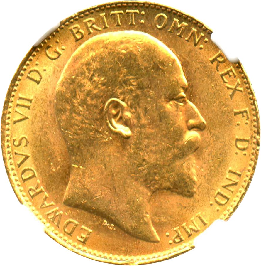 image for: Great Britain: 1907 Sovereign NGC MS62 (KM#805) 0.2354 oz Gold - No Reserve!