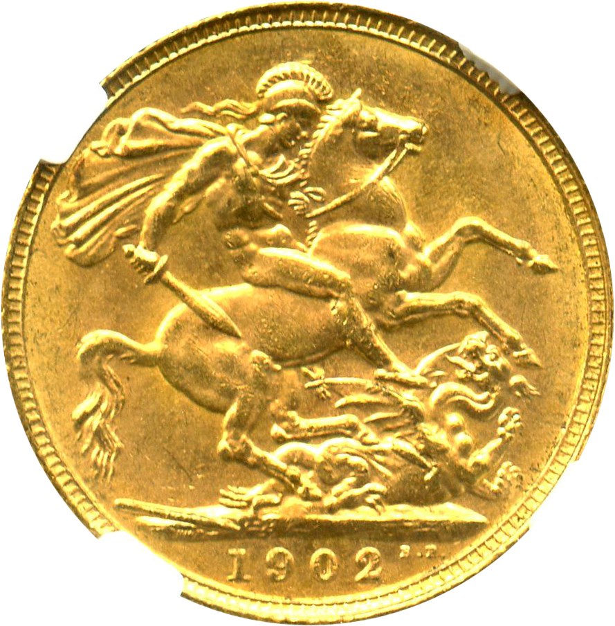image for: Great Britain: 1902 Sovereign NGC MS62 (KM#805) 0.2354 oz Gold