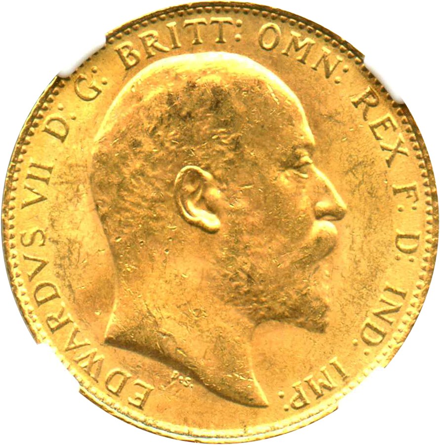 image for: Great Britain: 1909 Sovereign NGC MS62 (KM#805) 0.2354 oz Gold - No Reserve!