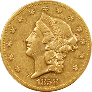 image for: 1858-S $20 PCGS XF45 - DLRC Discount!