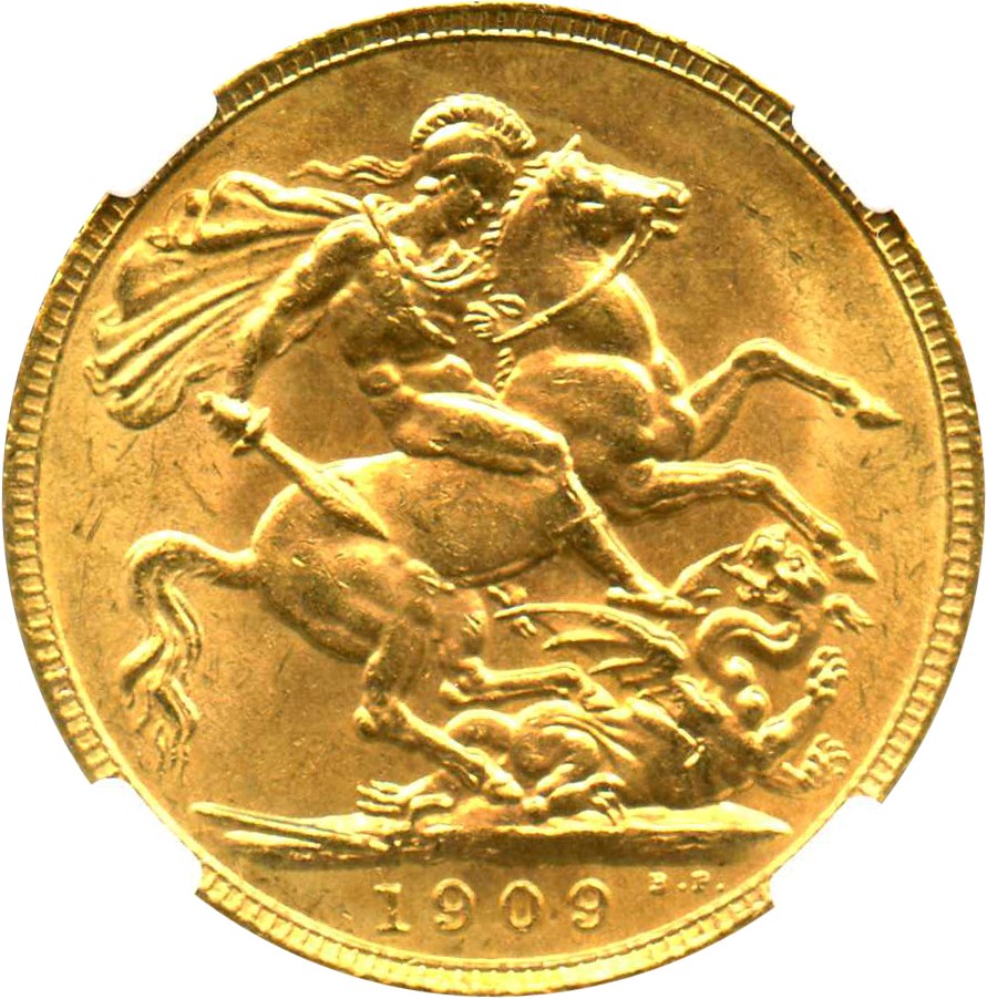 image for: Great Britain: 1909 Sovereign NGC MS62 (KM#805) 0.2354 oz Gold - No Reserve!