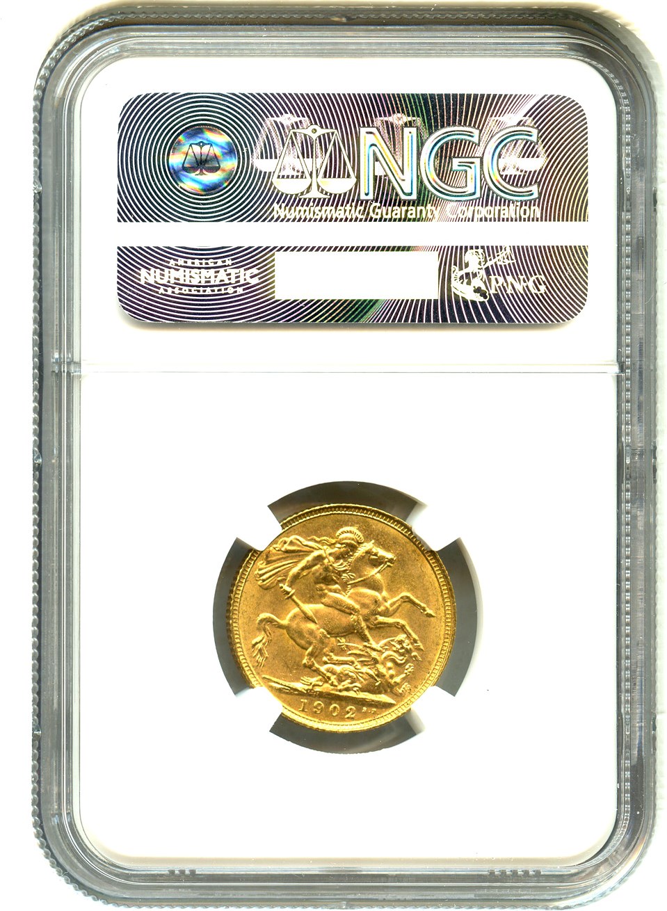 image for: Great Britain: 1902 Sovereign NGC MS62 (KM#805) 0.2354 oz Gold