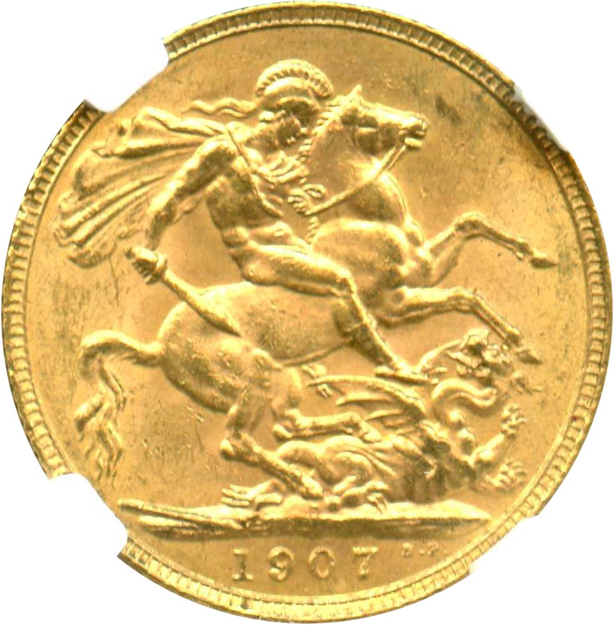 image for: Great Britain: 1907 Sovereign NGC MS61 (KM#805) 0.2354 oz Gold