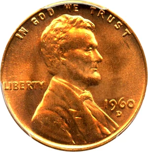 image for: 1960-D 1c PCGS MS66+ RD (Small Date)