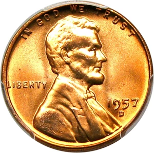 image for: 1957-D 1c PCGS MS67 RD