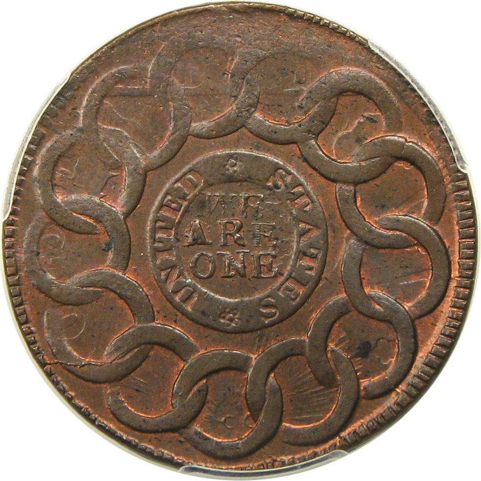 image for: 1787 Fugio PCGS/CAC MS64 BN (UNITED STATES, 4 Cinquefoils)