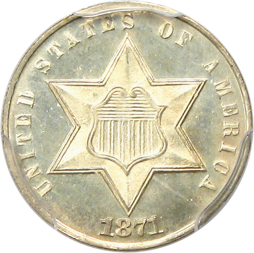 image for: 1871 3cS PCGS/CAC MS66