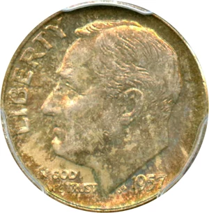image for: 1957-D 10c PCGS MS66 FB