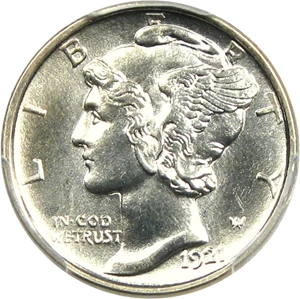 image for: 1921-D 10c PCGS MS65 FB