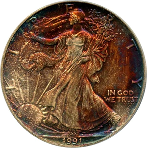 image for: 1991 Silver Eagle $1 PCGS MS67 - No Reserve!