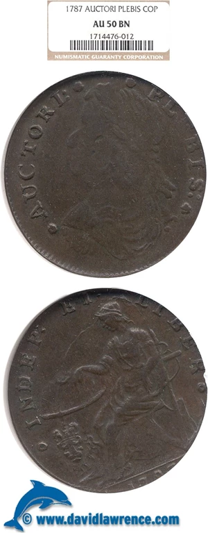 image for: 1787 Auctori Plebis Copper NGC AU50