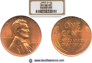 image for: 1957-D 1c NGC MS66 RD