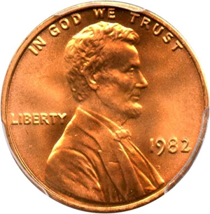 image for: 1982 1c PCGS MS68 RD (Zinc, Large Date)