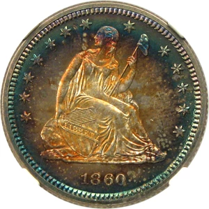 image for: 1860 25c NGC Proof 66