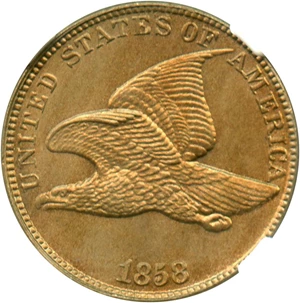 image for: 1858 Flying Eagle 1c NGC Genuine UNC Details (Improperly Cleaned, Small Letters)
