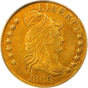 image for: 1806 $5 PCGS AU50 (Rounded 6, 7X6, OGH)