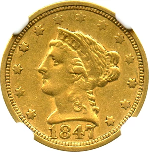 image for: 1847-O $2 1/2 NGC AU50