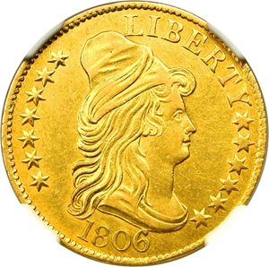 image for: 1806 $5 NGC AU53 (Knobbed 6, BD-6)