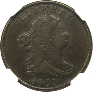 image for: 1803 1/2c NGC/CAC XF45 BN