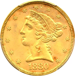 image for: 1880 $5 PCGS MS64