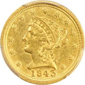 image for: 1843-C $2 1/2 PCGS/CAC AU53 (Large Date)