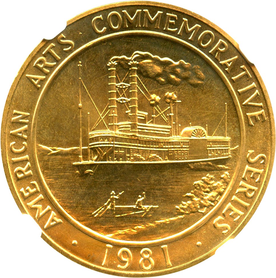 image for: 1981 Medal Mark Twain 1 Ounce NGC MS65 (Gold)