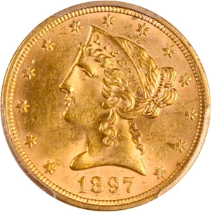 image for: 1897 $5 PCGS MS62 - No Reserve!