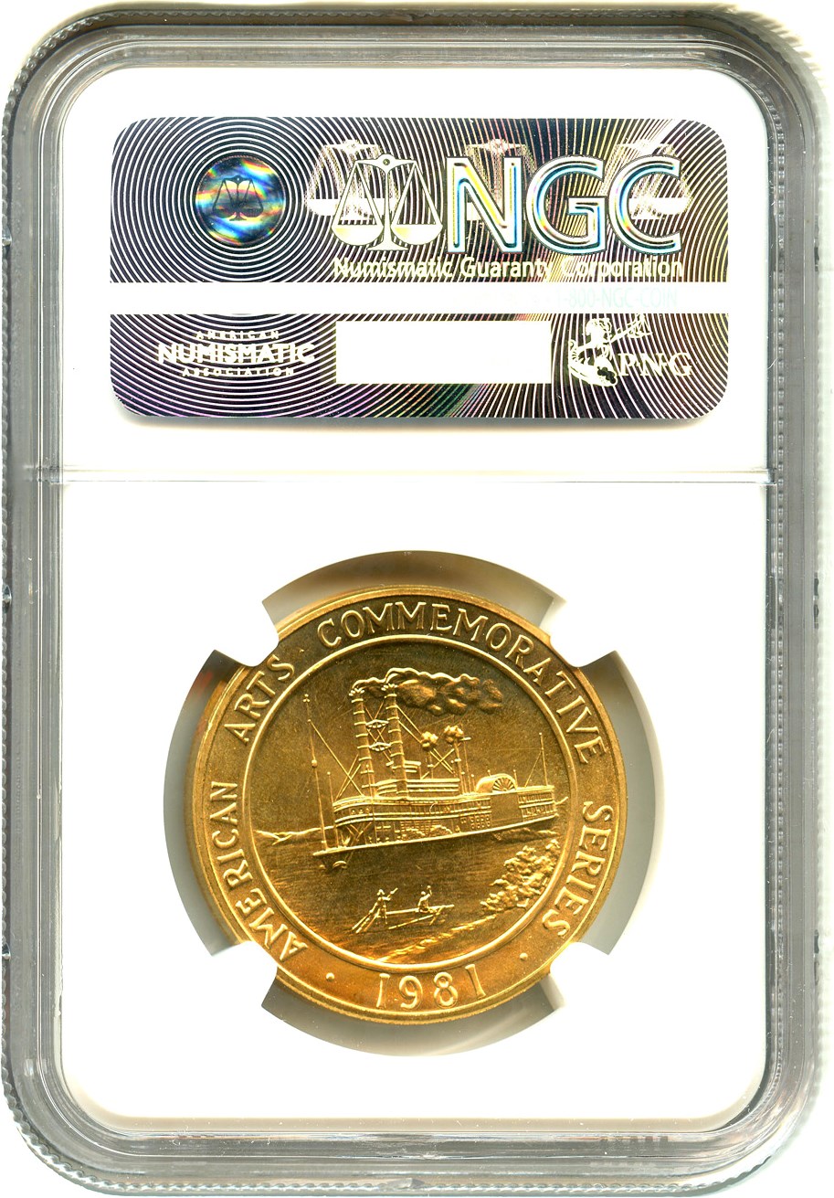 image for: 1981 Medal Mark Twain 1 Ounce NGC MS65 (Gold)