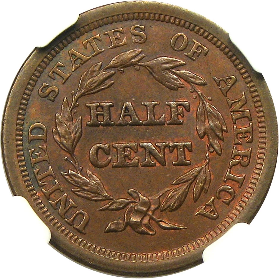 Smith's Coins - 1851 Braided Hair Half Cent ~ PCGS MS 63 BN ~ Coin