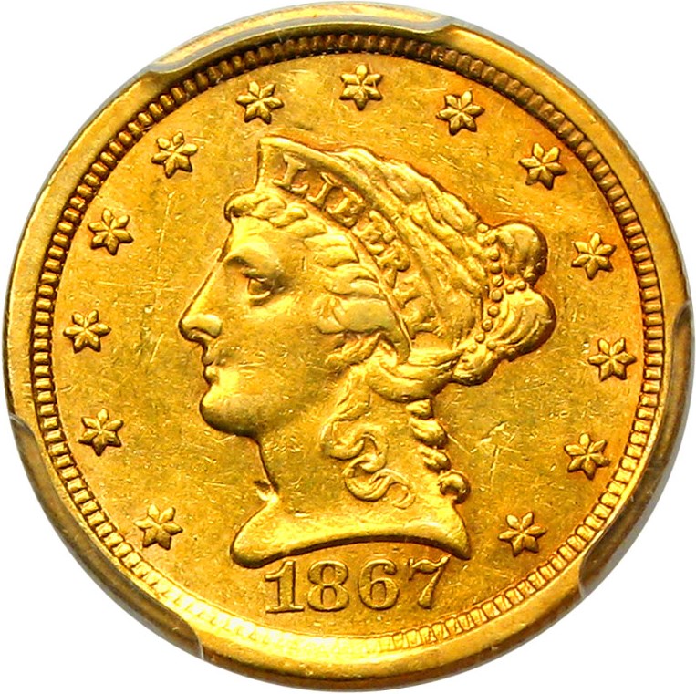 image for: 1867-S $2 1/2 PCGS AU55