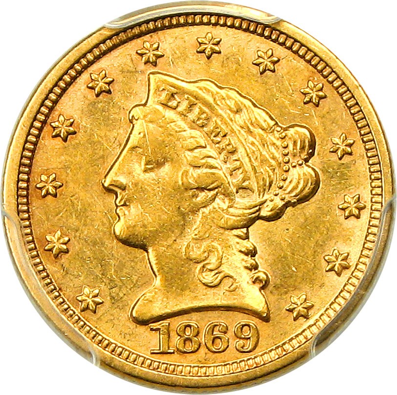 image for: 1869-S $2 1/2 PCGS AU58