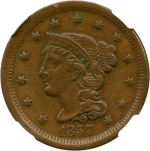 image for: 1857 1c NGC AU50 BN (Small Date)