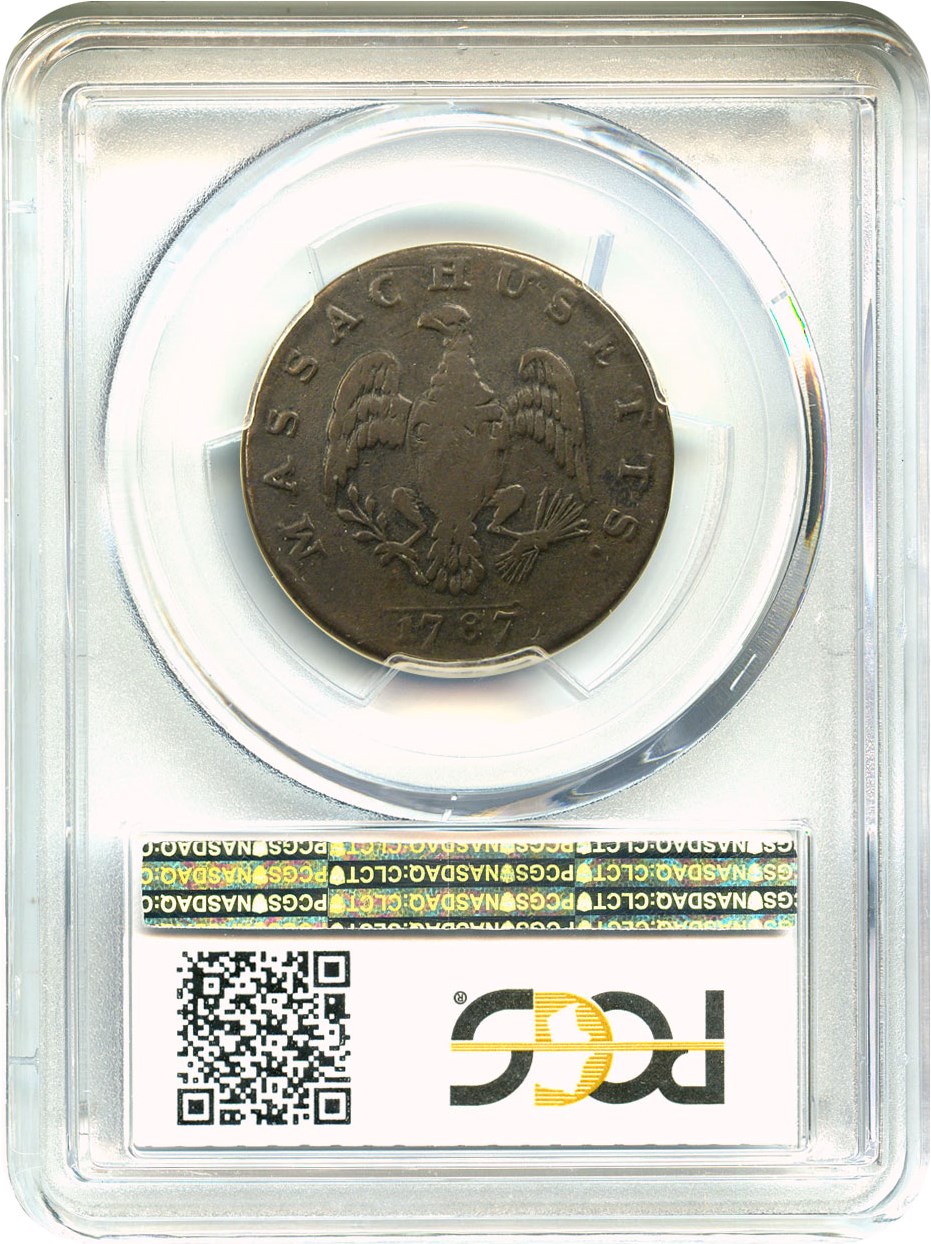 image for: 1787 Massachusetts Cent PCGS VG-10 BN (Left Arrows)