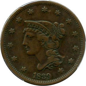 image for: 1839 1c PCGS VF35 (Type of 1840)