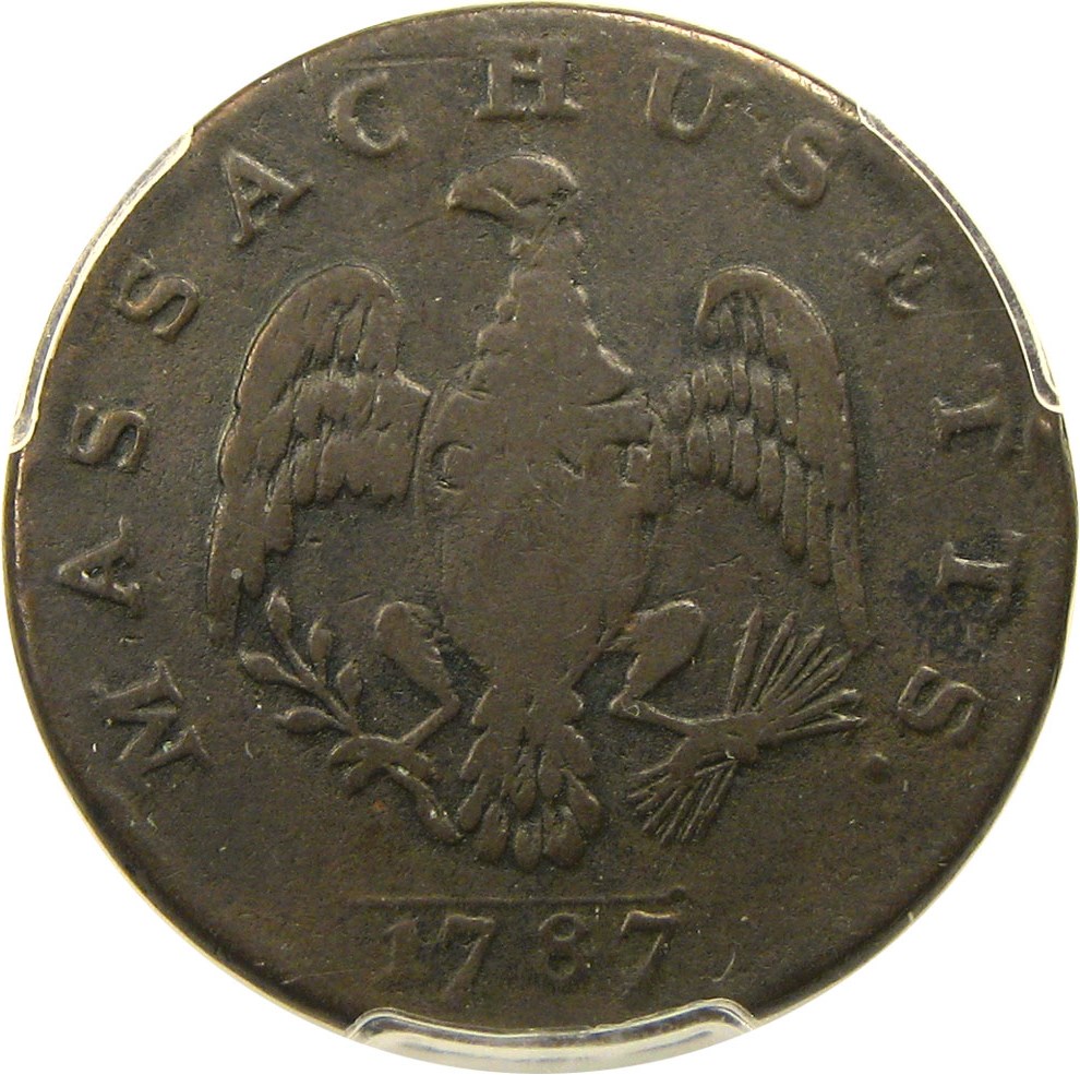 image for: 1787 Massachusetts Cent PCGS VG-10 BN (Left Arrows)