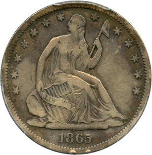 image for: 1865-S 50c PCGS F15