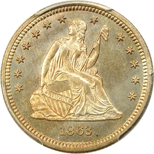 image for: 1863 25c PCGS MS65