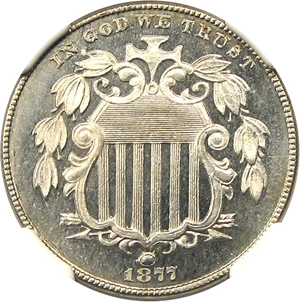 image for: 1877 5c NGC Proof 65 CAM (Highland Collection)