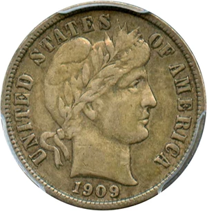 image for: 1909-S 10c PCGS VF30