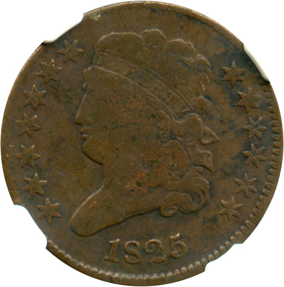 image for: Mint Error: 1825 1/2c NGC F12 BN (Rotated Dies, C-1)