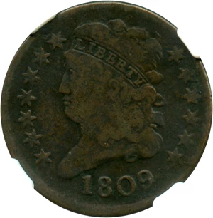 image for: Mint Error: 1809 1/2c NGC VG-10 BN (Rotated Dies, C-6)