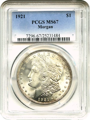 image for: 1921 Morgan $1 PCGS MS67