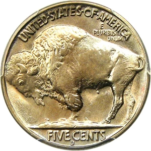 image for: 1937-D 3 Legged 5c PCGS MS66