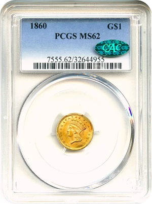 image for: 1860 G$1 PCGS/CAC MS62