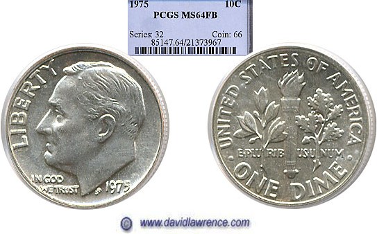 image for: 1975 10c PCGS MS64 FB