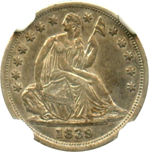 image for: 1839 H10c NGC/CAC AU53 (No Drapery)