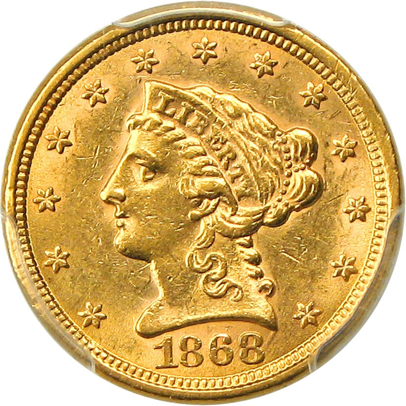 image for: 1868-S $2 1/2 PCGS MS61 - DLRC Discount!