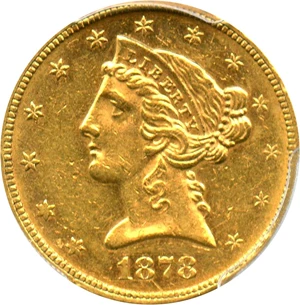image for: 1878 $5 PCGS MS61