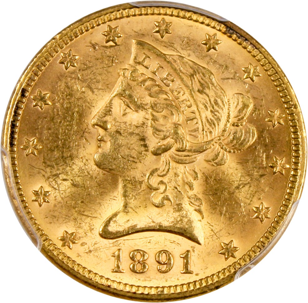 image for: 1891 $10 PCGS MS62 - Vault Value!