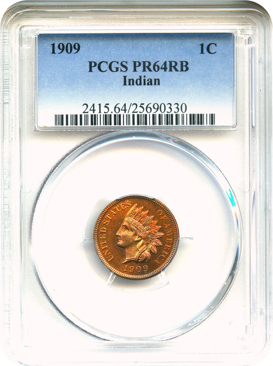 image for: 1909 Indian 1c PCGS Proof 64 RB